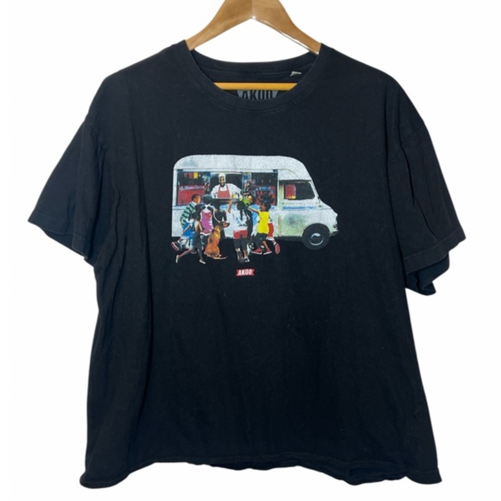 Vintage‎ Akoo Men 3X Black Cotton Short Sleeve Kid Vendor Truck Shirt